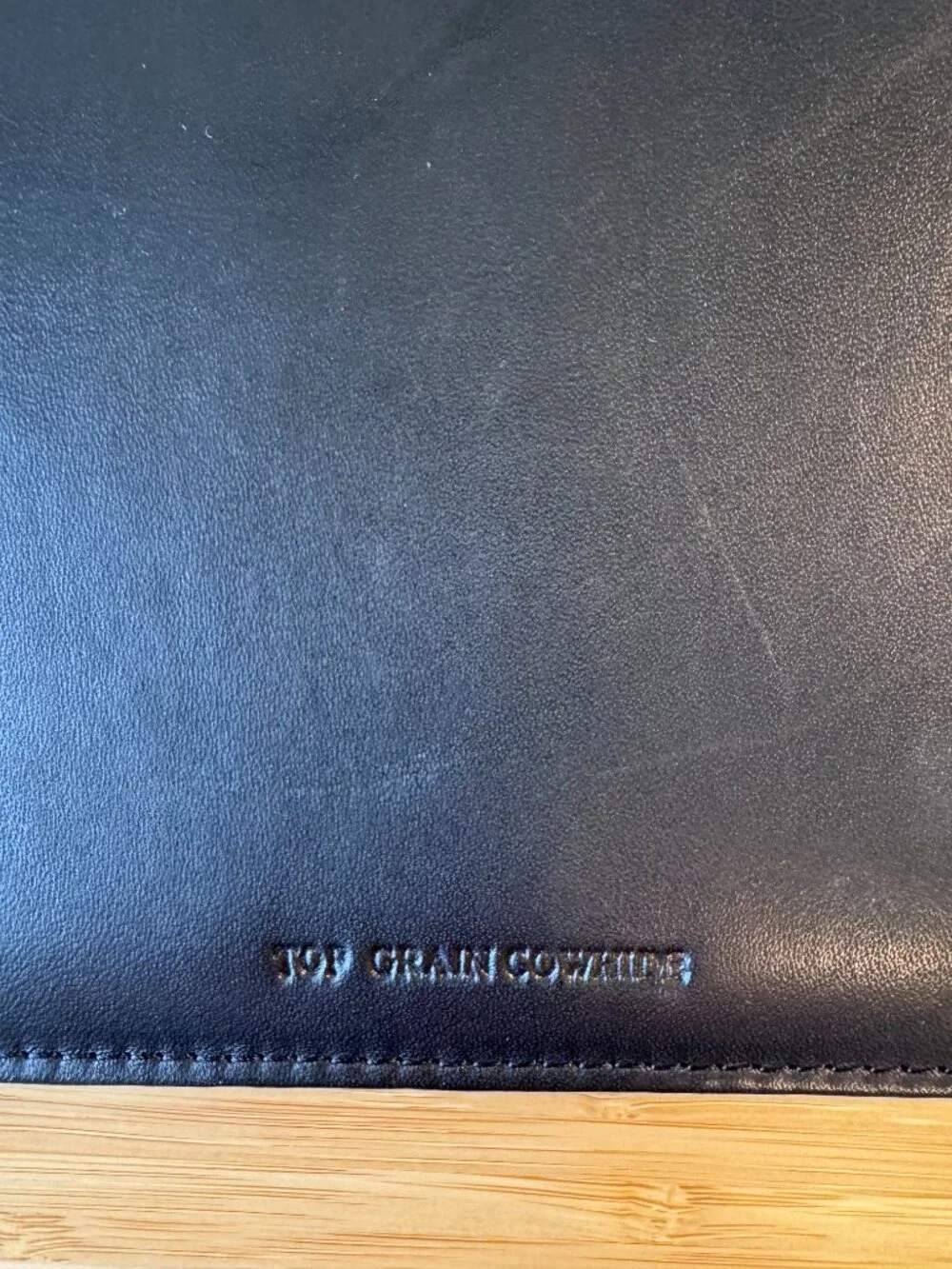 Top Grain Cowhide Leather Padfolio - Black Legal Size Business Portfolio